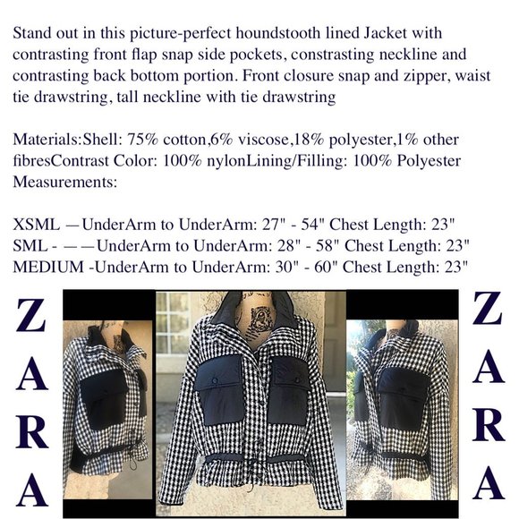 Zara HoundstoothTweed Jacket MSRP $89 - Picture 9 of 9